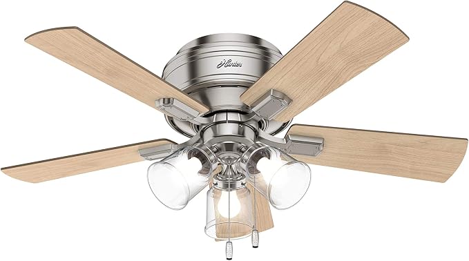 Hunter Crestfield, Indoor, Ceiling Fan, Quiet, 42 inch, Brushed Nickel
