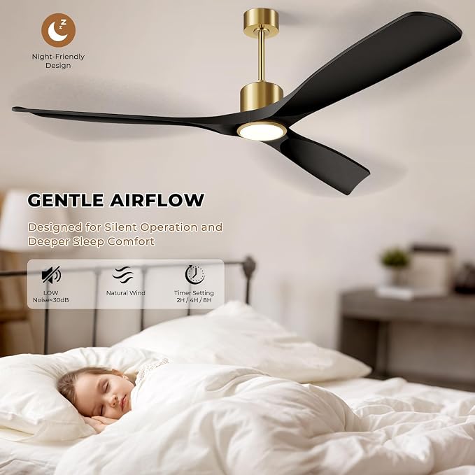 Ceiling Fans with Lights, Ceiling Fans with Lights and Remote Control, 52 inch Ceiling Fan with Light, Outdoor Ceiling Fans for Patios 3 Blade Bedroom Living Room-Matte Black and Gold