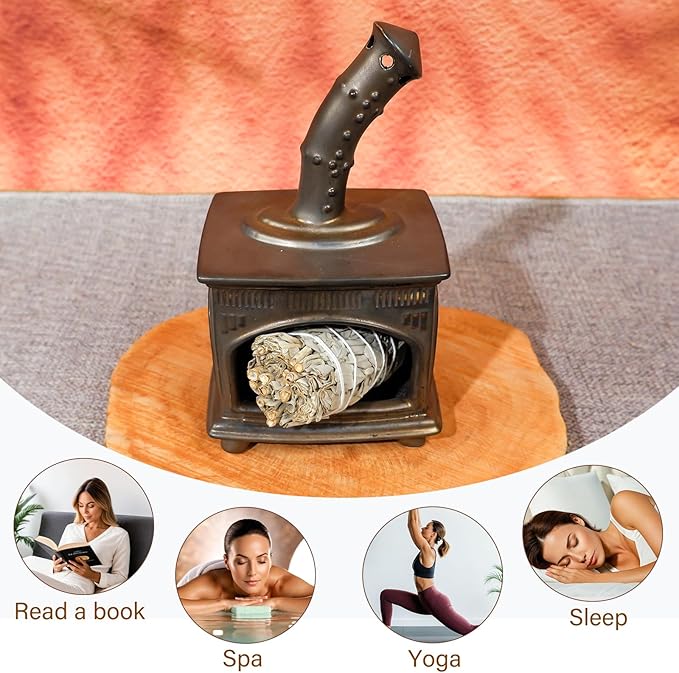 MOUGIGI Handmade Ceramic Palo Santo Holder - Modern Smudge Bowl & Sage/Cone Incense Chimney for Yoga, Meditation, and Energy Cleansing - Ideal Gift for Zen Altar and Aromatherapy Enthusiasts