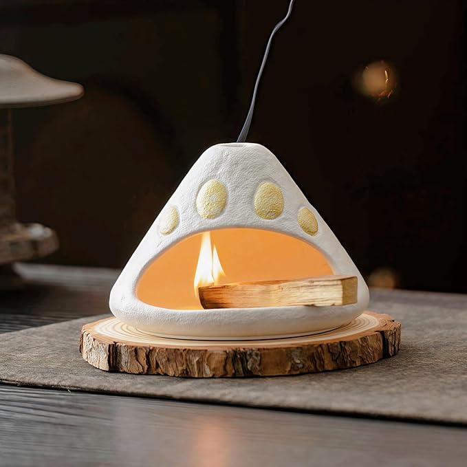 Handmade Ceramic Palo Santo Holder – Suitable for Burning Sage & Palo Santo - Mini Chimenea-Style Burner, an Incense Burner for Spiritual Meditation, Yoga or Home Decoration