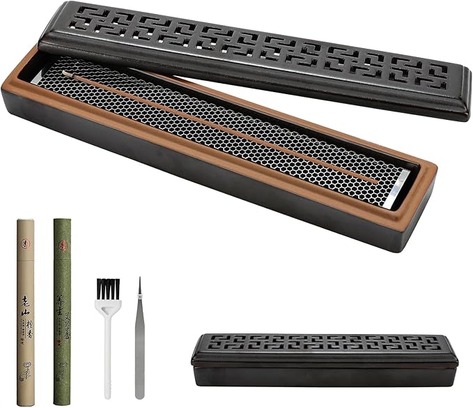 CEREMONY Incense Holder for Sticks, Ceramic Insence-Stick Holder Ash Catcher, Incense Holder Timkburner for Meditation Yoga Spa Room Incense Holder (Mesh-Brown)