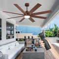 Depuley 60-Inch Ceiling Fan with Light: 8-Blade Large Ceiling Fans with Remote Control - Ultra Quiet DC Motor Reversible Timer Brown