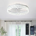 Depuley Ceiling Fans with Lights and Remote: 16" Modern Low Profile Flush Mount Ceiling Fan with App Remote Control - White Fandelier for Bedroom Living Room Kitchen Dimmable Quiet DC Motor
