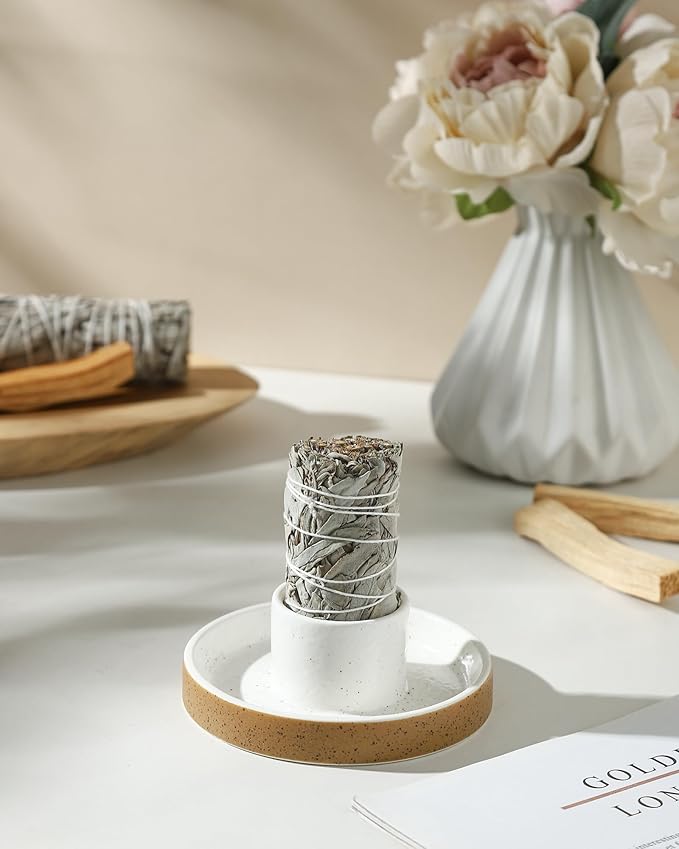 Sage Holder for Burning, White Sage Tray, Smudge Bowl, Sage Bundle Burner, Ceramic Sage Bowl, Smudging Burn Bowl for Sage, Ideal for Smudging Palo Santo Candles, Simple, Sturdy, Terracotta