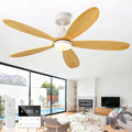52 Inch Solid Wood Ceiling Fans With Lights, Remote Control, Dimmable, Reversible, Wood Blades, Power-Off Memory, Quiet DC Motor, Indoor/Oudoor Ceiling Fan with Light for Patio,Livingroom