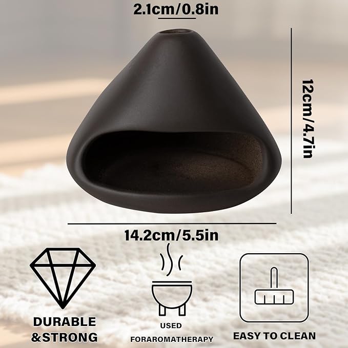 MOUGIGI Palo Santo Holder Incense Burner-Zongzi Clay Smudge Bowl with Chimney, Mini Ceramic Fireplace for sage、Cone Burning, Aromatic Home Decor, Ceramic ash Tray, Anxiety Relief Meditation for Women