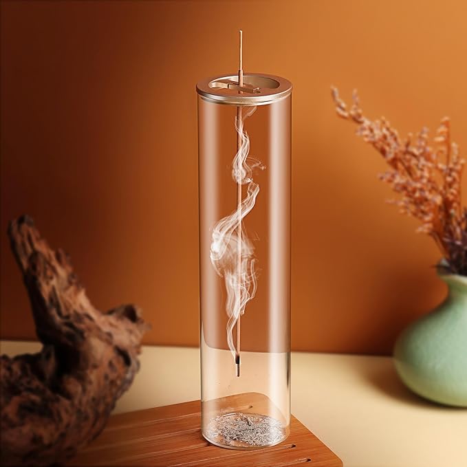 Eavida Incense Holder for Sticks [Anti-Ash Flying], Modern Insence-Stick Burner Holder with Removable Glass Ash Catcher, for Home Decor Yoga Meditation
