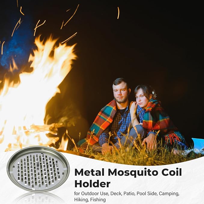 Hushee 50 Packs Portable Mosquito Coil Holder Bulk No Cover Round Metal Mosquito Sandalwood Incense Repellent Holder for Outdoor Use, Deck, Patio, Pool Side, Camping, Hiking, Fishing