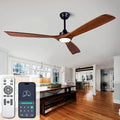 60'' Solid Wood 3Blades Ceiling Fan Light DC Motor APP Remote 3CCT Dimmable | walnut solid wood blades, pure copper quiet dc inverter motor, remote & app control,3cct dimmable led light,indoor farmhouse