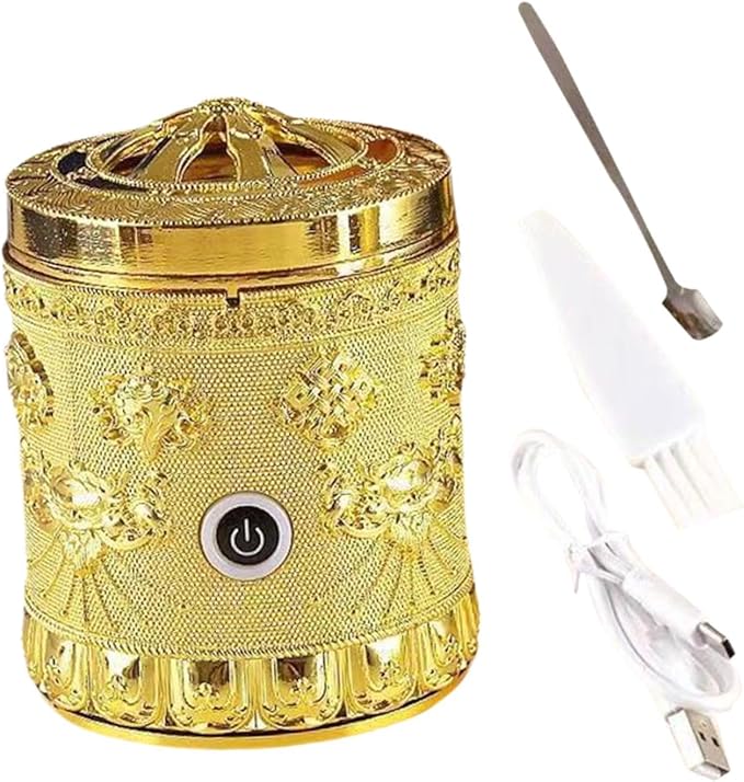 Generic Alloy Incense Burner Incense Holder Quick Heating Portable New Year Gift Decor Accessories Ornament for Bedroom Tea Table, Golden