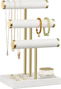 Jewelry Organizer Stand Display, 3 Tier Velvet Bracelet Holder, White | Jewelry Organizers and Storage | Jewelry Tree | Jewelry Towers for Necklaces, Bracelets, Earrings, Rings