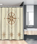 Ambesonne Compass Stall Shower Curtain, 4 Different Compasses in Retro Colors Discovery Equipment Where Nautical Marine, Fabric Bathroom Decor Set with Hooks, 54" W x 78" L, Beige Tan