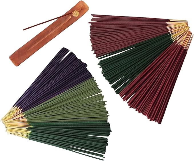 Hosley 320 Assorted Incense Sticks with Holder Eucalyptus, Fresh Bamboo, Lavender, Myrrh, Lavender Chamomile, Vanilla, Citrus, Dragon Blood Idea for Home, Wedding, Spa, Meditation & Aromatherapy