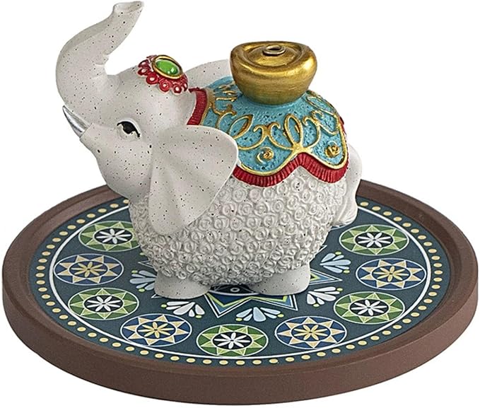Lucky Elephant Incense Holder - Handmade Burner with Ash Tray for Meditation Yoga, Home Decor & Spiritual Gifts