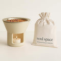 Soul Space Non Toxic Incense Holder/Burner & Incense Blends Starter Bundle| Scent Not Smoke: Zero Ash, Pure Aroma, Low-Smoke - Perfect for Heating Natural and Organic Incense | Color: Cream