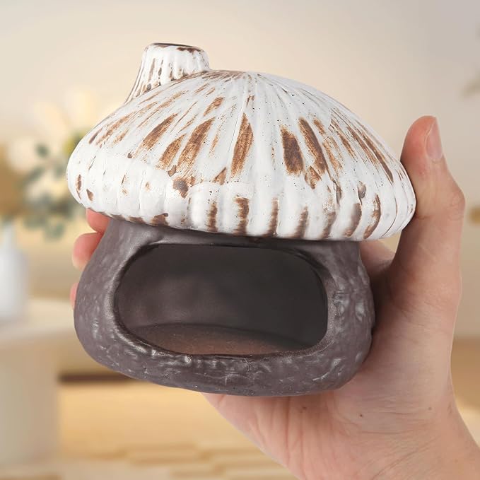 Palo Santo Holder Mushroom Shape, Ceramic Sage Holder for Burning Palo Santo Burner for Meditation, Yoga and Relaxation(Brown)