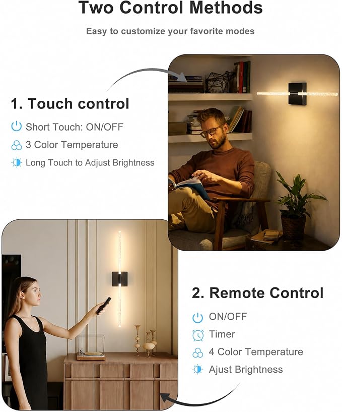 iThird Wall Sconces Battery Operated Set of 2: Wireless Rechargeable Wall Sconce with Touch&Remote, Dimmable Wall Lights Scone for Bedroom Living Room Hallway, 31inch (Black, Bubble Crystal)