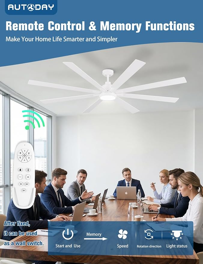 84 Inch Ceiling Fans with Lights and Remote - Wood/Brushed Nickel Ceiling Fan, Quiet DC Motor, 3 CCT, Modern Dimmable LED Lighting & Large Ceiling Fans for Living Room Patio, Indoor/Outdoor
