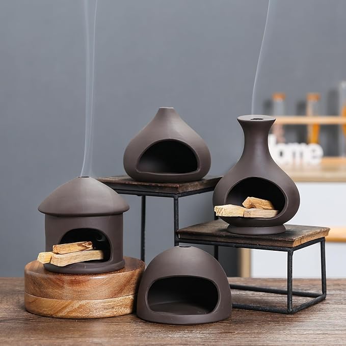 Palo Santo Holder, A Mini Chimney for Burning Palo Santo Sticks and Sage, Chimeneas Incense Holder, Cone Burner Smudge Bowls for Yoga and Meditation Rooms, Incense Bowls