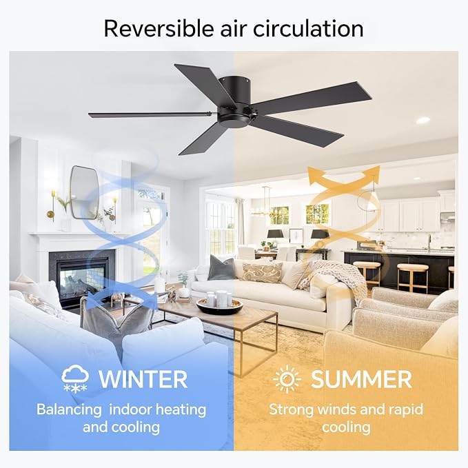 ZYD 2 Pack Ceiling Fan No Light, 42 inch Black Ceiling Fan with Light and Remote Control, Quiet Reversible DC Motor, Noiseless, Ceiling Fan for Bedroom, Farmhouse, Indoor/Outdoor Use