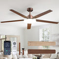 Passky Ceiling Fans with Lights, 60 inch Sleek Ceiling Fan with Light and Remote Control, 3CCT, Dimmable, Reversible, Noiseless, Brown Ceiling Fan for Bedroom, Living Room