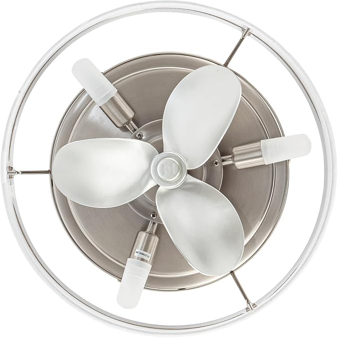Low Profile Nickel Caged Ceiling Fan with Light and Remote, 12.6” Modern Flush Mount Ceiling Fan, DC Motor, Max 1350 RPM Silver Fandelier Ceiling Fans with G9 LED Light for Bedroom Kitche