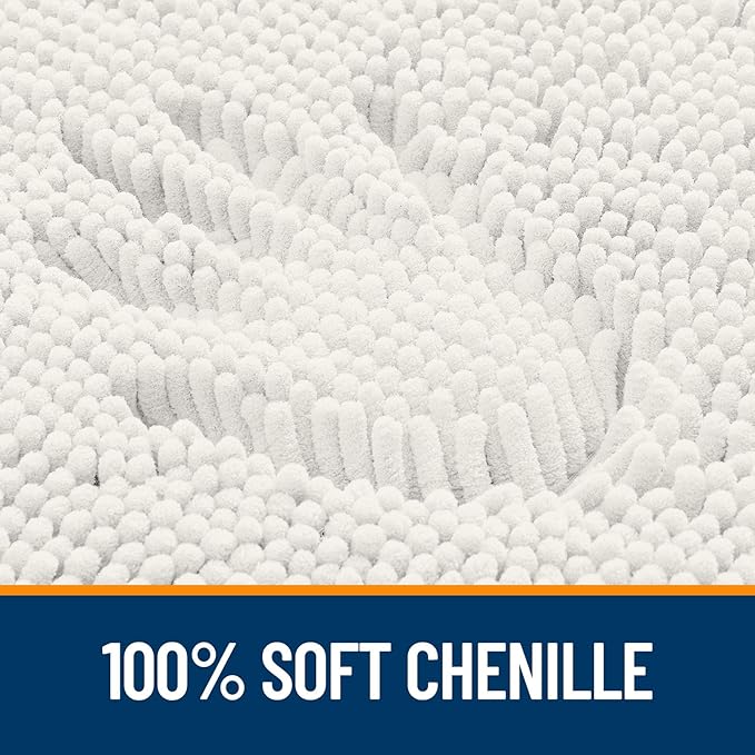 OLANLY Small Bathroom Rugs 24x16, Extra Soft Absorbent Chenille Bath Rugs, Rubber Backing Quick Dry, Machine Washable Bath Mats for Bathroom Floor, Tub and Shower, Home Decor Accessories, Ivory