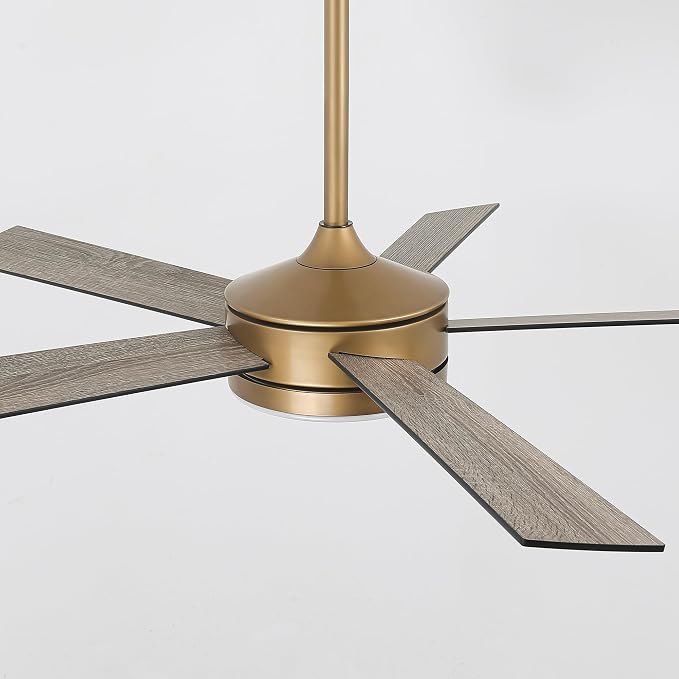 48 Inch Gold Ceiling fans with Lights and Remote/APP, Modern Black and Gold Ceiling Fan for Indoor Bedroom Living Room with 3CCT, Reversible DC Motor, 6 Speeds, Timer, 5 Wood Grain Blades