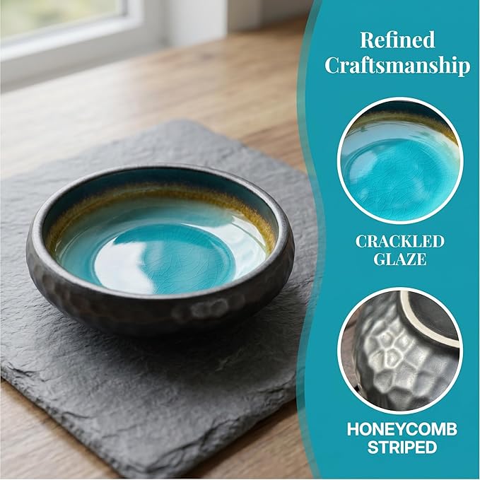 Incense Holder for Sticks,6 Inch Crack Blue Handmade Incense Stick Burner Bowl Ceramic,Cone Incense Holder,Ash Catcher for Meditation,Yoga,Home Décor