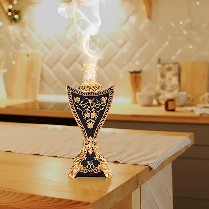 TERSCHELLING Frankincense Resin Incense Burner,Bakhoor Burner, Charcoal Incense Burner, Portable Incense Censer - for Yoga,Spa Aromatherapy,Office & Home Decor(Black)