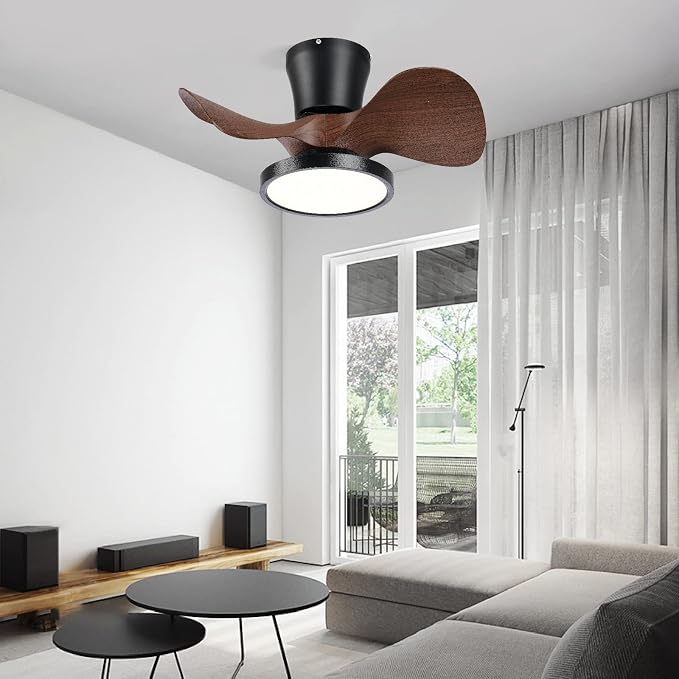 ocioc Quiet Ceiling Fan with LED Light 22 inch Large Air Volume Remote Control for Kitchen Bedroom Dining Room Patio