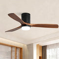 Sofucor 52 Inch Ceiling Fans with Lights, Flush Mount Ceiling Fan with Lights Remote Control, Indoor/Outdoor Ceiling Fan Light, Reversible DC Motor, 3 Blade Solid Wood Ceiling Fans for Bedroom Patio
