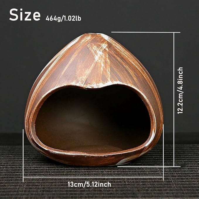 Ceramic Incense Holder, Mini Palo Santo Burner Chimney for Palo Santo Sticks, Cone Incense and Sage Smudging, Handmade Cone Incense Holder Burner for Yoga, Meditation, and Energy Cleansing (Brown 01)