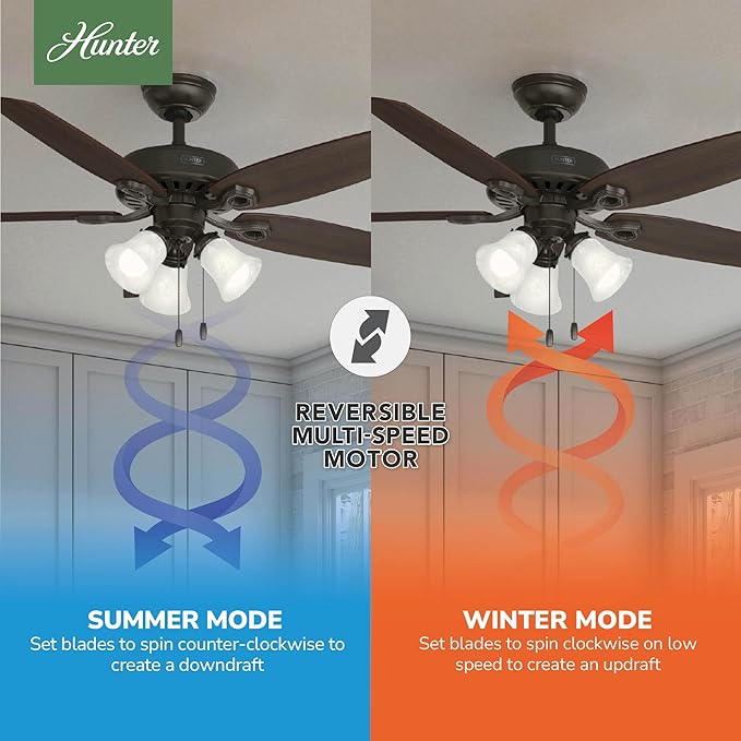 Hunter Builder Plus, Indoor, Ceiling Fan, Pull Chain, 52 inch, New Bronze