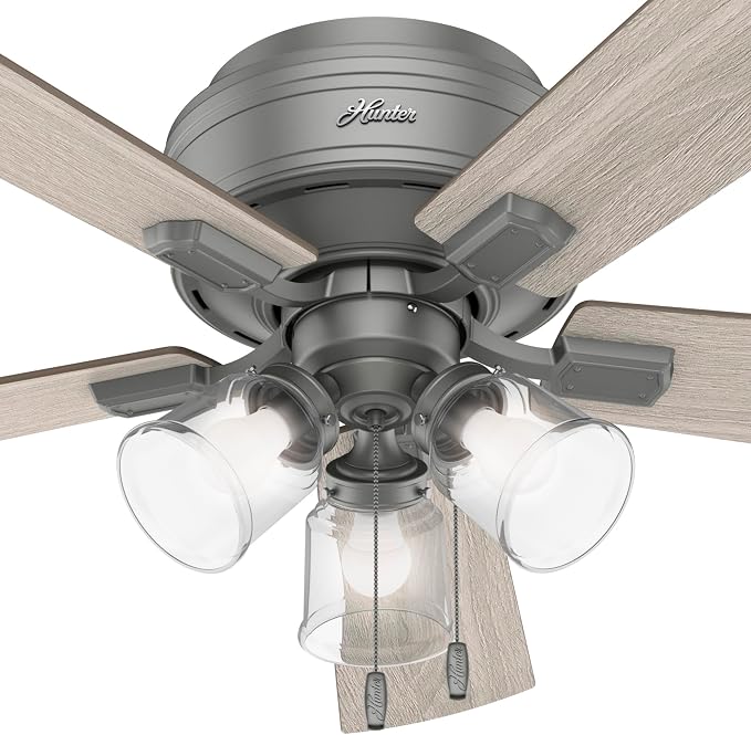Hunter Crestfield, Indoor, Ceiling Fan, Quiet, 52 inch, Matte Silver