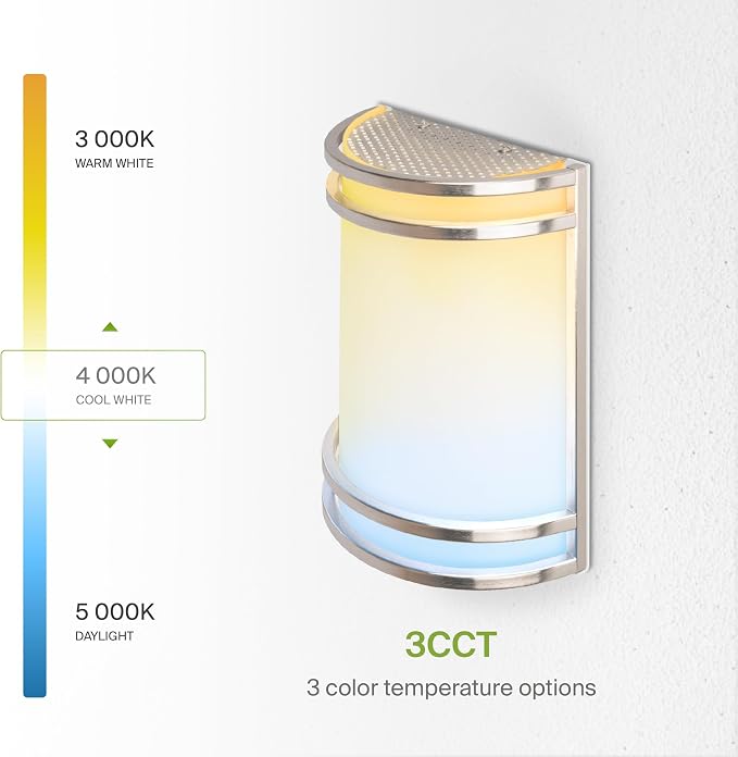 ASD Indoor LED Wall Sconce Lights - 8 Inch 15W Brushed Nickel Modern LED Wall Sconces Hardwired - ETL Dimmable 3000K 4000K 5000K Adjustable Sconce Light Fixture for Bedroom, Hallway, 4 Pack
