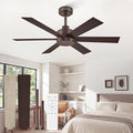 ZMISHIBO 42 Inch Ceiling Fans No Lights, Farmhouse Rustic Ceiling Fan Without Light, 6 Blades, Quiet Reversible DC Motor, 6-Speeds, Brown Ceiling Fans for Bedroom, Living Room, Porch, Indoor/Outdoor
