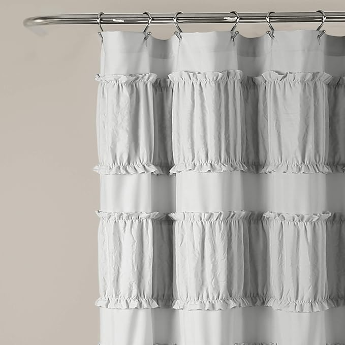 Lush Decor Nova Ruffle Shower Curtain, 72" x 72", Gray