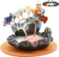 Dreamgirnh Chakras Backflow Incense Burner, Crystal Tree Incense Waterfall Fountain, Cone Incense Holde, Living Room Shelf Aesthetic Decor