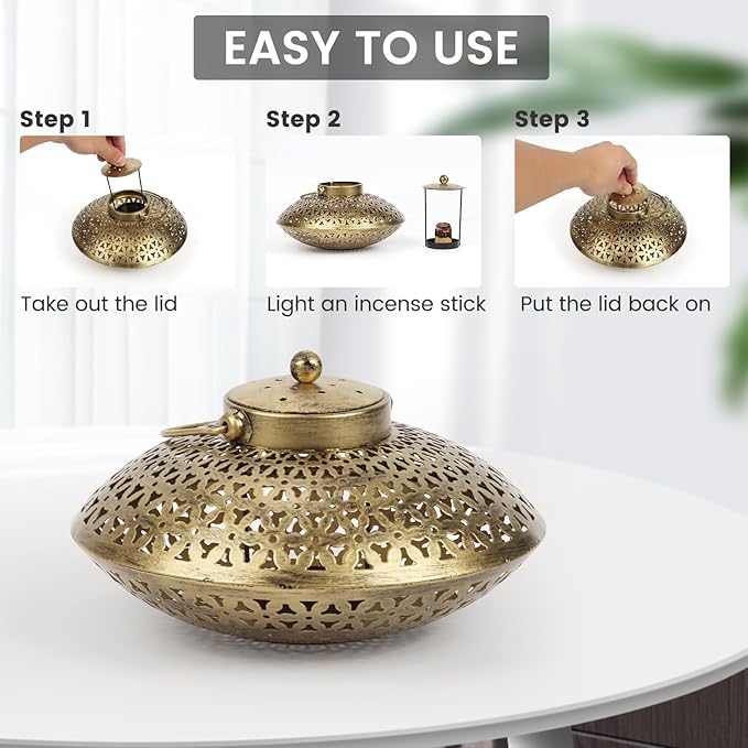 Lotoo Hanging Incense Burner, Cone Incense Holder with Brass Bells, Vintage Antique Home Room Wall Decor for House Warming Spiritual Reiki Yoga Meditation Gifts for Women Men