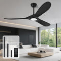 heimo 60 Inch Black Ceiling Fan with Light and Remote, Wood Outdoor Ceiling Fans with Lights Dimmable for Bedroom Living Dining Room Patios Garage Gazebo Farmhouse Big Dc Reversible Fan