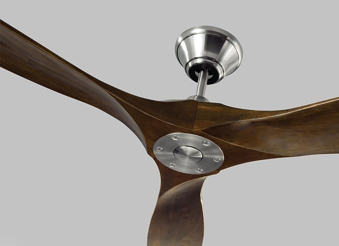 Monte Carlo 3MAVR60BS Maverick Energy Star 60'' Outdoor Ceiling Fan with Remote Control, 3 Balsa Wood Blades, Brushed Steel