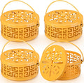Lallisa 4 Pieces Mosquito Coil Holder Incense Coil Holder Round Retro Portable Metal Hanging Incense Burner with Handle for Home Camping Indoor Outdoor Patio(Yellow)