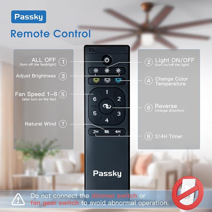 Passky 66 inch Ceiling Fans with Lights,Bronze Ceiling Fan with Light and Remote Control, Reversible, Dimmable, 3CCT, Quiet, Caged Ceiling Fan for Farmhouse, Bedroom, Living Room, Indoor/Outdoor Use