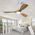QUTWOB 42" Wood Ceiling Fan with Light, Reversible DC Motor, Remote Control | solid wood blades, quiet 6-speed reversible dc inverter motor, remote control, 3-color led, for indoor outdoor patio bedroom