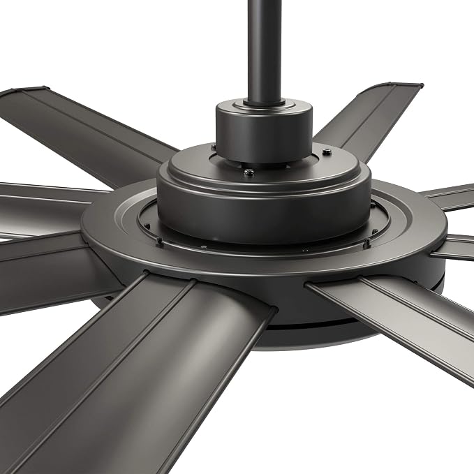 60 inch Black Ceiling Fan with Light and Remote, Industrial Ceiling Fan, Ventilador de Techo, 6 Speed Quiet DC Motor, 8 Blades, Large Ceiling Fans for Garage, Living Room, Home Office