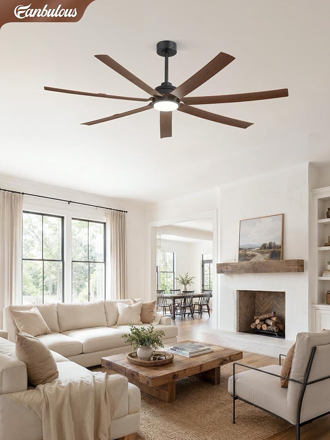 Fanbulous 66" Ceiling Fans with Lights and Remote, APP Control, 6 Speeds, Dimmable, 3CCT, Wood Grain Farmhouse Ceiling Fan with Reversible DC Motor, Indoor/Outdoor Ceiling Fan for Living Room Patios
