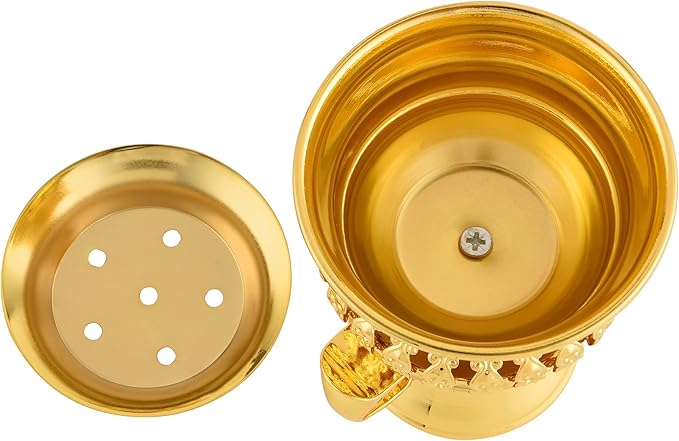 Bakhoor Burner Set Tray, Frankincense Resin Burner, Charcoal insencents Burner, Metal Incense Censer for Yoga Spa Meditation, with Cone Incense Holder and Tongs(Glod)
