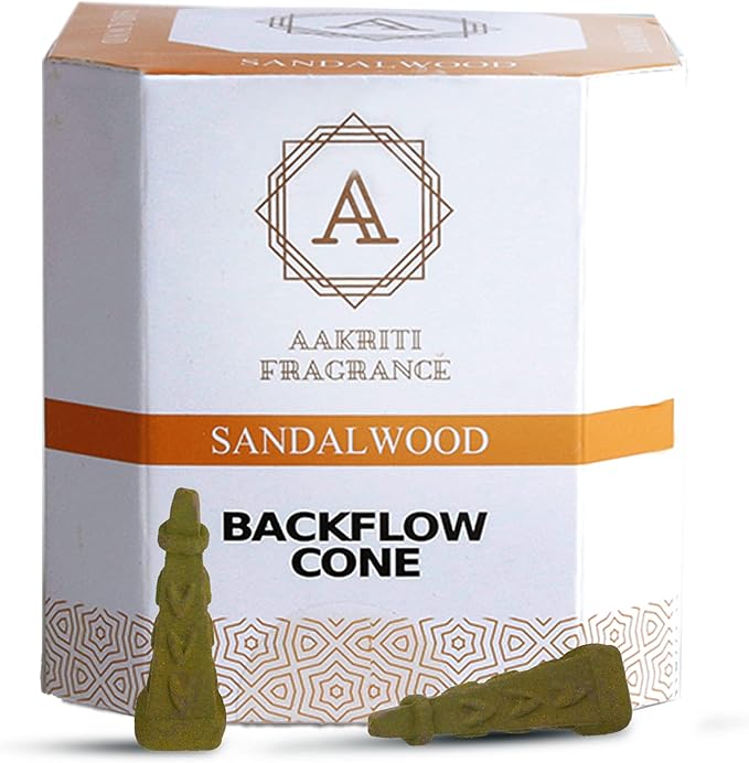 Backflow Natural Incense Waterfall Cones Unique Shape for Backflow Incense for Prayer, Meditation, Relaxation Burner Holder (25 pcs) (Sandalwood, Square Pyramid)