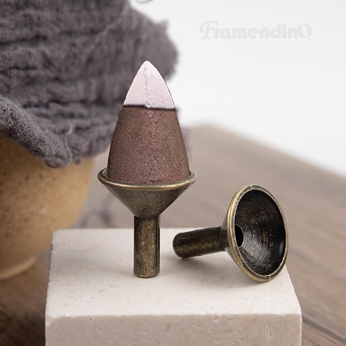 Framendino, 50 Pack Metal Backflow Incense Holder Burner Brass Cone